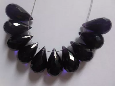 10 Pcs Hydro Amethyst Quartz Faceted Briolette Tear Drop Beads Jewelry Making • $25.26