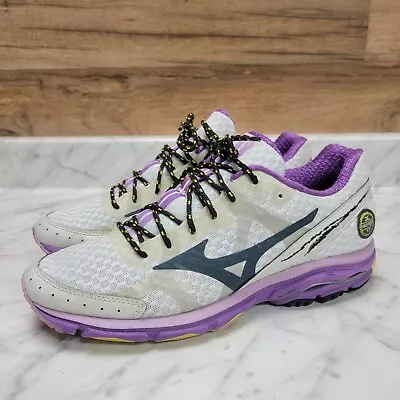 Women's Sz 8.5 M Mizuno Wave Rider 17 Running Shoes Sneakers White Purple Gray • $29