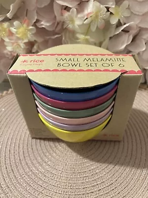 Rice Melamine Bowls  Set Of Six Bowls  Pretty Bright Colours • £24