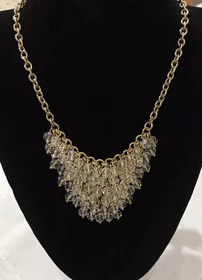 $14.95 • Buy J. Crew Gold Tone Clear Bead Bib Necklace. #487