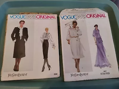 Two Vintage Vogue Paris Original Patterns Yves Saint Laurent 1970s Size 12 Uncut • $24.99