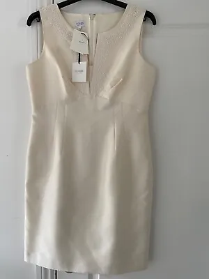 £64 • Buy Hobbs Invitation Sleeveless Dress, 14, Ivory Wool Silk, With Delicate Beading