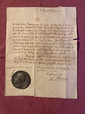 RARE HANDWRITTEN DOCUMENT : Written In French To The Duchess & Napoleon Medal ! • £156.61