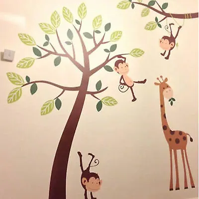 £7.99 • Buy Monkey Tree Jungle Kids Nursery Wall Art Stickers, Wall Decals, Wall Graphics