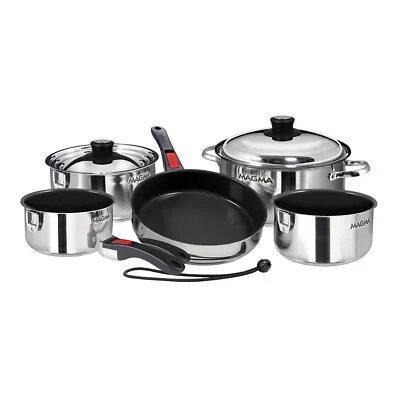 Magma Nesting 10-Piece Induction Compatible Cookware - SS Exterior & Slate Black • $329.99
