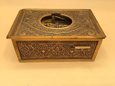 Karl Griesbaum Singing Bird Box Filigree Embellished Gilt Brass Germany - Repair • $1054.12