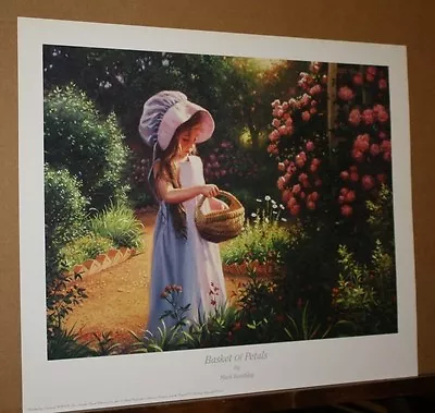 Basket Of Petals By Mark Keathley Flowers Roses Little Girl Woven Basket COA • $80