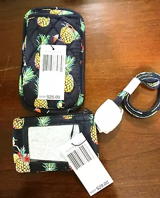 Vera Bradley Zip ID Lanyard And Double Eyeglass Case In Toucan Party New • $21