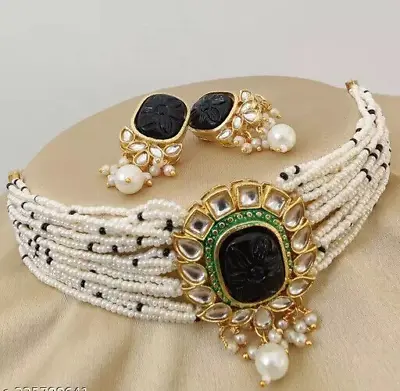 Indian Bollywood Gold Plated Kundan Pearls Choker Necklace Earrings Jewelry Set • $18.90