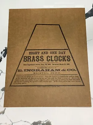 VINTAGE E. Ingraham & Co REPLACEMENT PAPER LABEL BRASS CLOCKS Instructions • $6.49