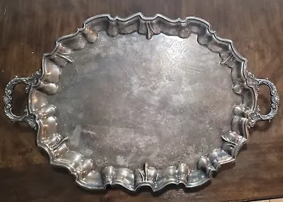 Vtg Bristol Silver By Poole Large Footed Butler Tray W/Handles☆EPCA☆70☆ EUC☆☆☆☆ • $149
