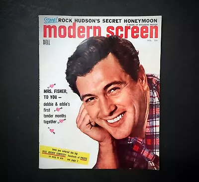 February 1956 Modern Screen - EDDIE FISHER Cover W/ROCK HUDSON BRANDO SINATRA • $7.99