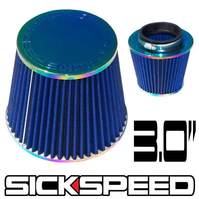 Blue / Neo Chrome 3 Inch Filter For Cold/ram Engine Air Intake Velocity Stack 3 • $13.50