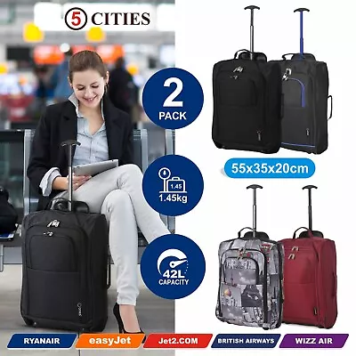 Set Of 2 Clearance Super Lightweight Trolley Cabin Hand Luggage Travel Bags  • £29.99