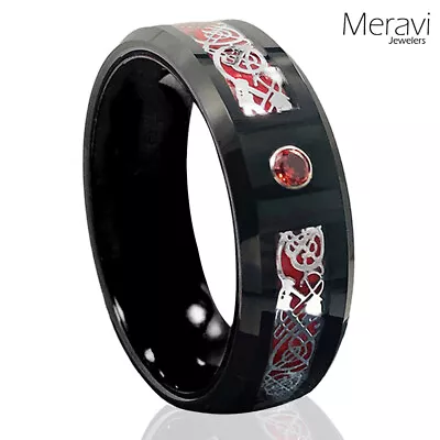 🔥 Red Dragon Celtic Mens Rings Black Tungsten Rings For Men Mens Wedding Bands • $13.56