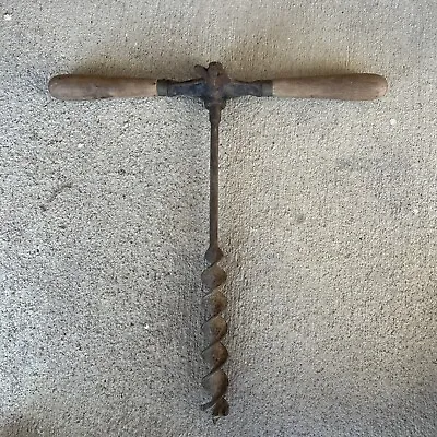 Antique Vintage Primitive T Handle Wood Auger Barn Beam Hand Drill • $35