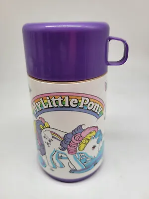 Vintage 1990 My Little Pony Plastic Thermos 6.5  Purple Ponies Used Retro • $9.60