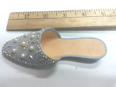 Decorative Collectible -  Miniature Slide On Blue Shoe - Faux Rhinestone & Pearl • $5