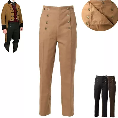 Historical Men Victorian Trousers Regency Empire Architect Men Pants Front Flap • $31.99