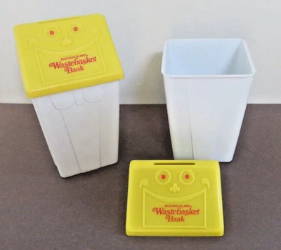 $13.99 • Buy Lot Of 2 1975 McDonalds McDonaldland Wastebasket Trash Can Coin Banks