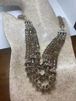 Vintage Genuine Smoky Quartz Crystal Necklace 925 Sterling Silver Moroccan • $292