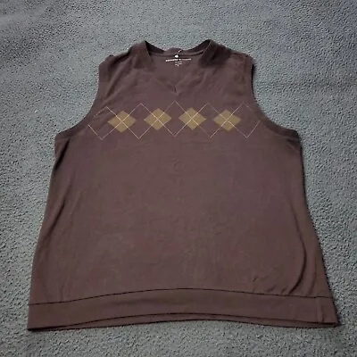 Dockers Premium Vest Sweater Brown Cotton Pullover Mens Size L Large • $9.09