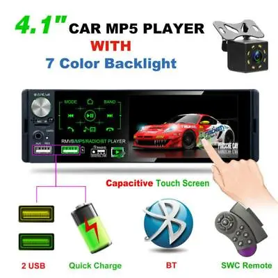 4.1  Automobile RMVB/MP5/Radio/Bluetooth Player AM FM Subwoofer+8LED Rear Camera • $78.83