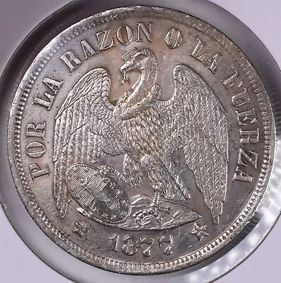 1877 Chile 1 Peso 25g Silver 0.900 - Very Nice! • $275