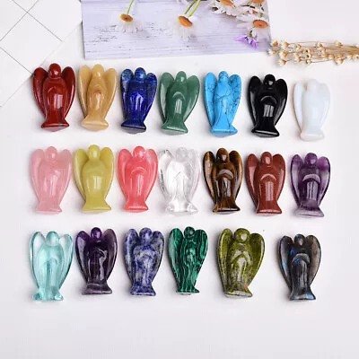 £8.39 • Buy Natural Chakra Angel Crystal Stone Gemstone Healing Carved Pocket Guardian Poem