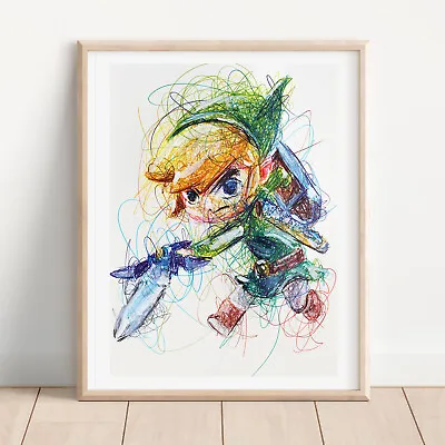 $10.99 • Buy Toon Link Ballpoint Pen Print, Legend Of Zelda Winder Waker Art Poster