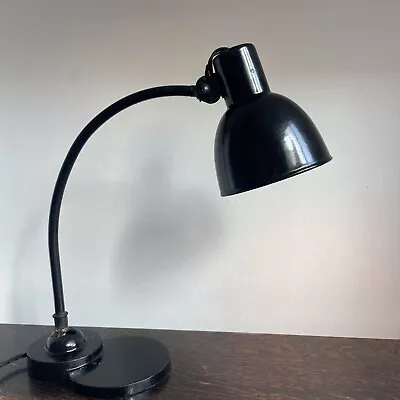 Vintage Black Kaiser Idell? Desk Lamp With Enamel Shade Modernist Bauhaus 1930s • £175