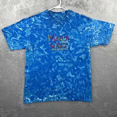 Vintage Mardi Gras T-Shirt Men's Large Paradise Tie Dye New Orleans Blue 90s Vtg • $21.95