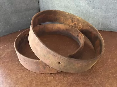 2 Antique Wagon Wheel Hub Steel Rings  ~ Rustic Decor • $28