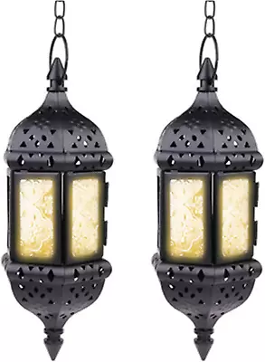 2 Pcs Hanging Candle Lantern Moroccan Chandelier Retro Candle Holder Moroccan • $48.86