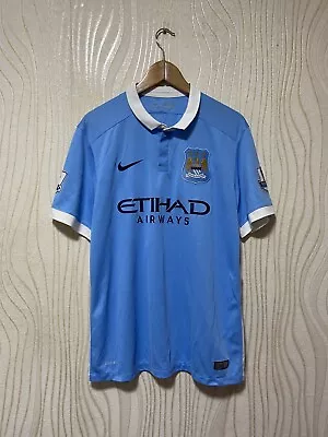 MANCHESTER CITY 2015 2016 HOME SHIRT JERSEY NIKE 658886-489 Sz L MEN #10 AGUERO • $169.99