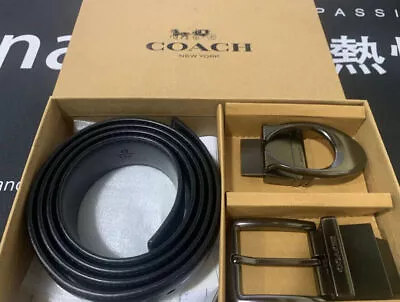 Coach MEN'S Signature Black Double Head Belt Box Set Adjustable 120CM - Gift New • $38.99