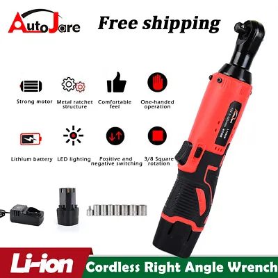 3/8'' Cordless Ratchet Right Angle Wrench Impact Power Tool Li-ion 2 Battery US • $43.99