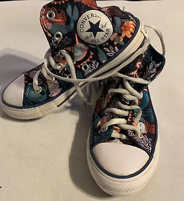 Converse All Star Chuck Taylor Youth Girls Size 12 Shoes Blue Mermaid Sneakers • $14.99