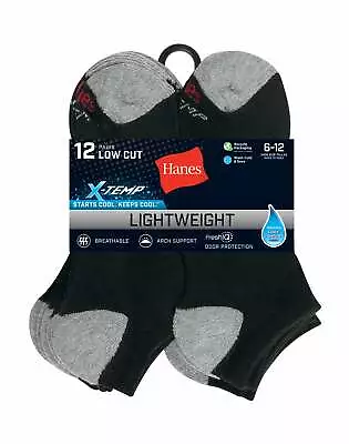 Hanes Low Cut Socks 12-Pack Men's FreshIQ X-Temp Cool Comfort Dry Wicking 6-12 • $16.33