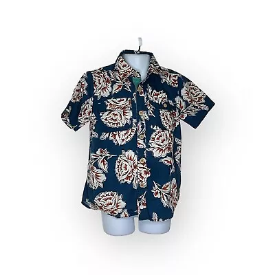 Matilda Jane Boys Blue Floral Hawaiian Button Up Shirt Sz 4 • $18