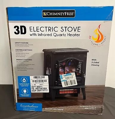 ChimneyFree 3D Electric Stove W/ Infrared Quartz Heater CFI-470-10 -NEW • $44.99