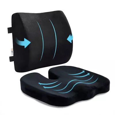 Lumbar Back-Support Cushion Car Seat Wheelchair Chair Pillow Memory Foam Office • £18.99