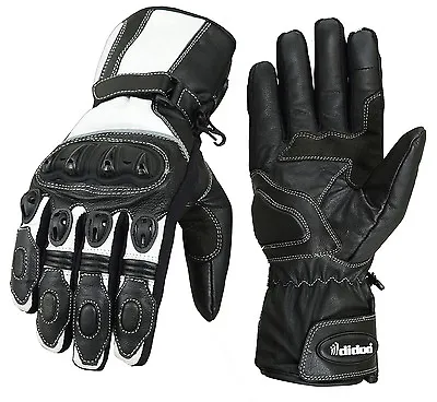 Real Leather Waterproof Full Finger Motorbike Motorcycle Reflective Biker Gloves • £19