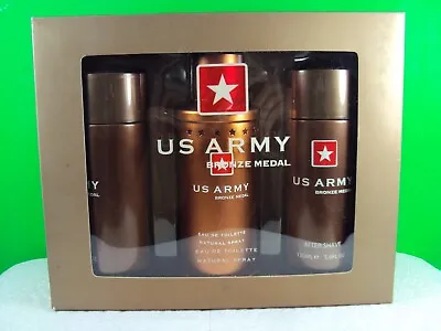 US Army Bronze Medal Mens EDT & AFTERSHAVE & SHOWER GEL SET NEW (A16A) • $47.99