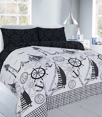 £21.99 • Buy Jake Nautical Boats Sail Reversible Duvet Bedding Linen Set With Pillow Case