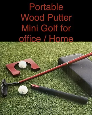 Portable Wood Putter Practice Set Mini Golf For Office / Home Gift Boxed • $18.99