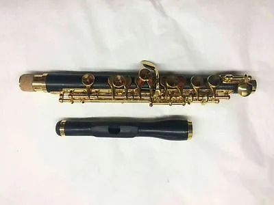 Professional Musicians Type Ebony Wood Piccolo C Key Gold Plated +case • $399.99