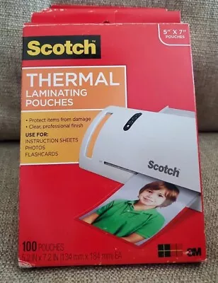 Scotch 100 Pk Photo Size Thermal Laminating Pouches 5 Mil 7 X 5  (7-1/4 X 5-3/8) • $19.95