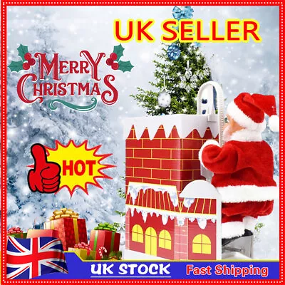 Santa Claus Climbing Chimney Doll Electric Toy With Music Christmas Kids Gift LM • £16.12