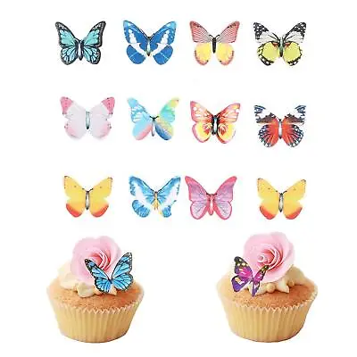 50 Butterfly Edible Cake Decorations - Cupcake Toppers For Wedding Birthday Par • $29.41